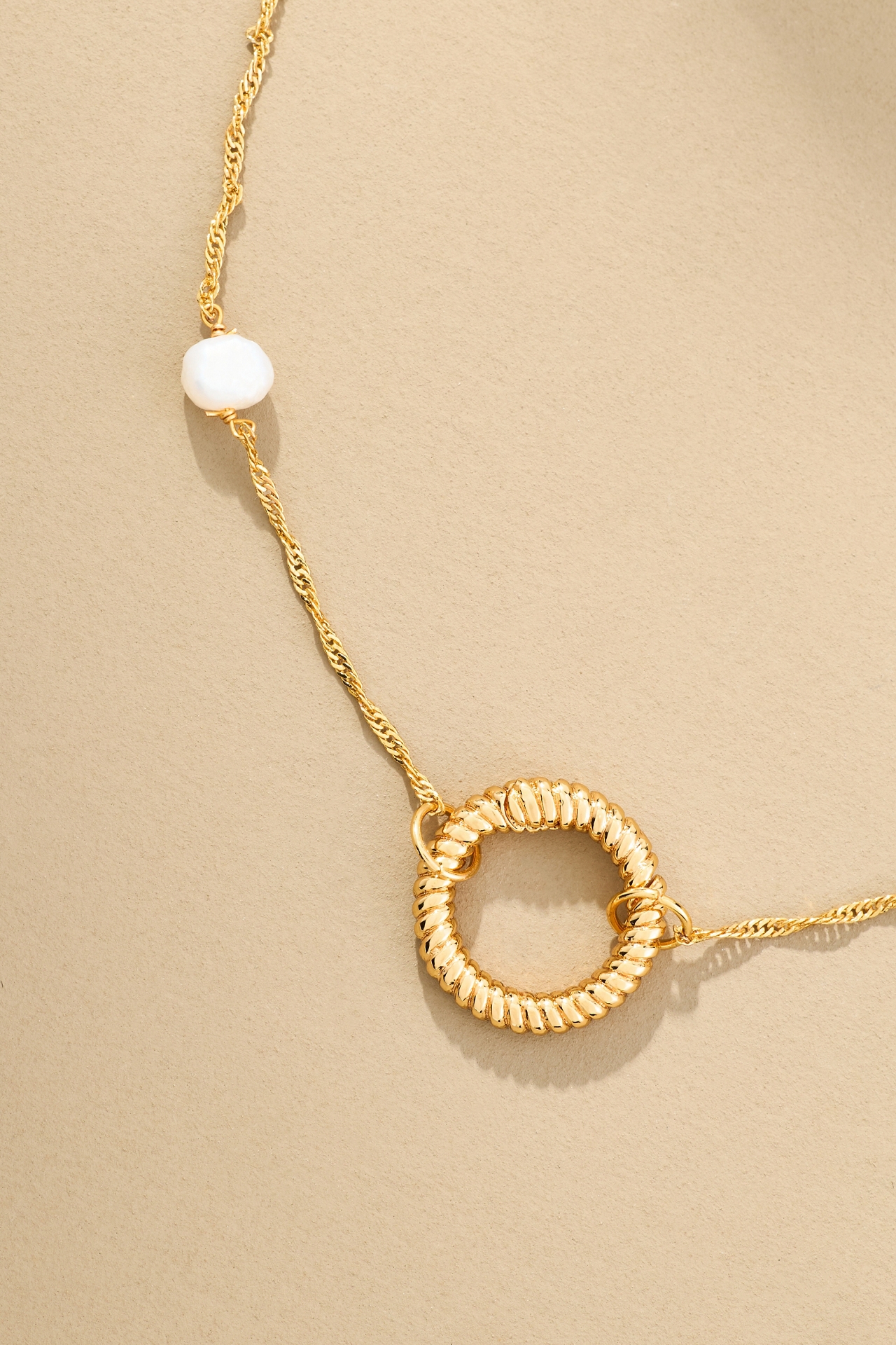 Spaced Pearl Charm Necklace