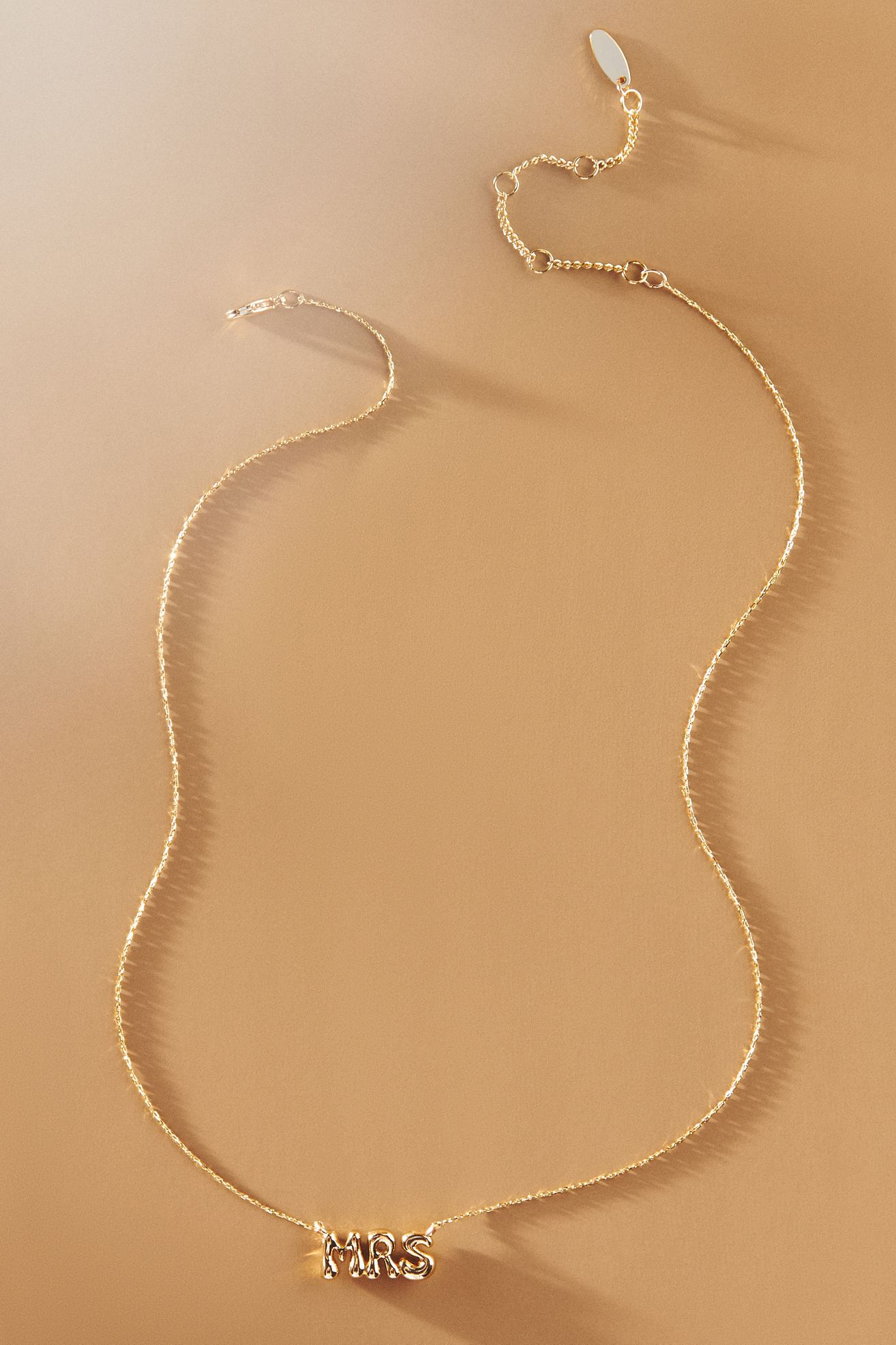 Mrs. Bubble Letter Necklace - Gold, Standard, One Size