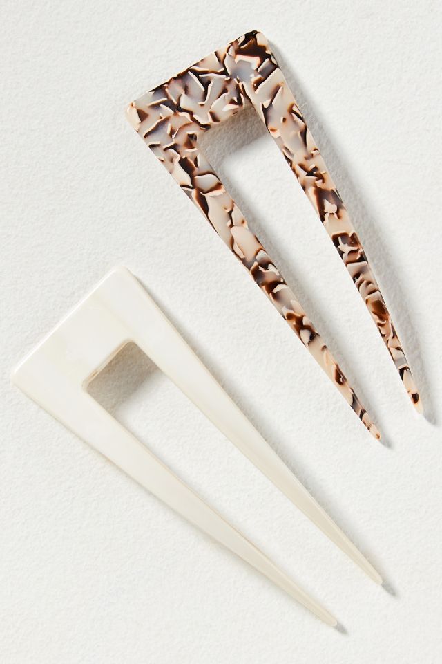 Tortoise  French Hair Pins, Set of 2