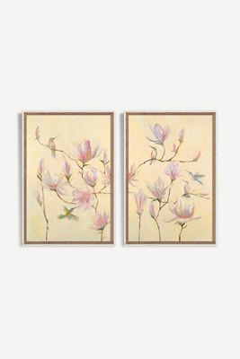 Pink Magnolia Diptych Gallery Wall Art