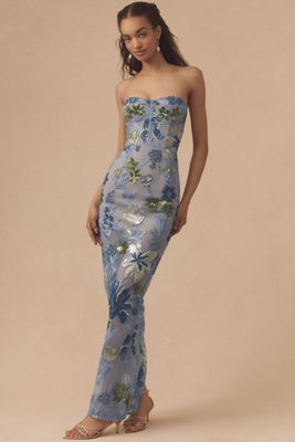 Bronx and Banco Strapless Sequin Dahlia Gown