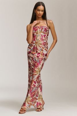 Bronx and Banco Strapless Sequin Dahlia Gown