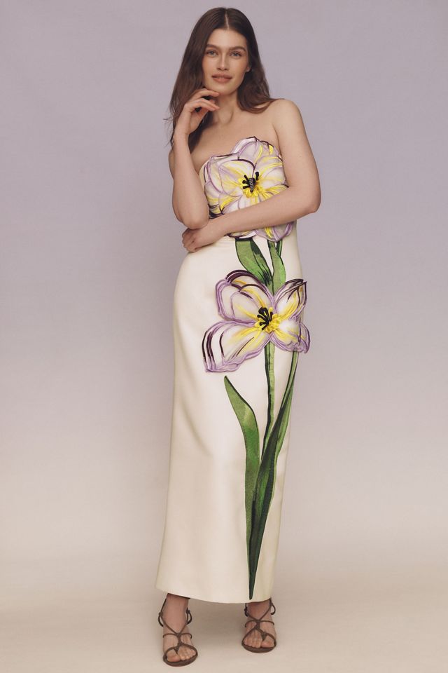 パーティードレス LEO LIN Rayne Applique Floral Maxi Dress LEO LIN Rayne Appliqué Floral Maxi Dress | Anthropologie