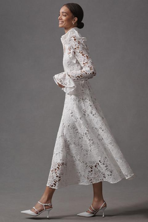 LEO LIN Aliyah Lace Butterfly-Sleeve Midi Dress
