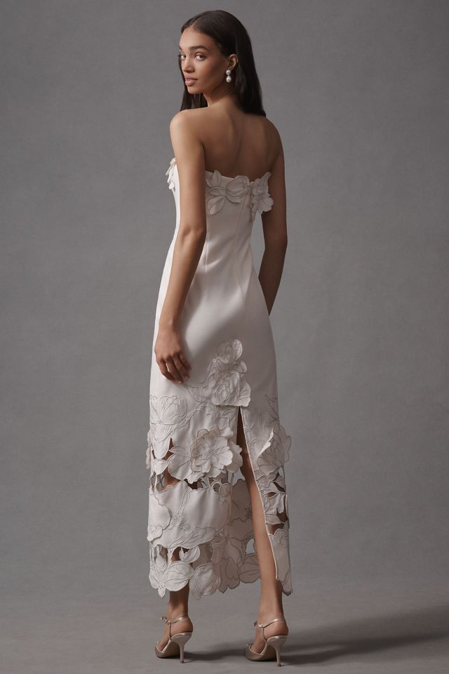 LEO LIN Rayne Strapless Appliqué Midi Dress