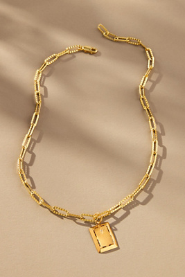 Hermina Athens Victor Rectangle Necklace In Gold