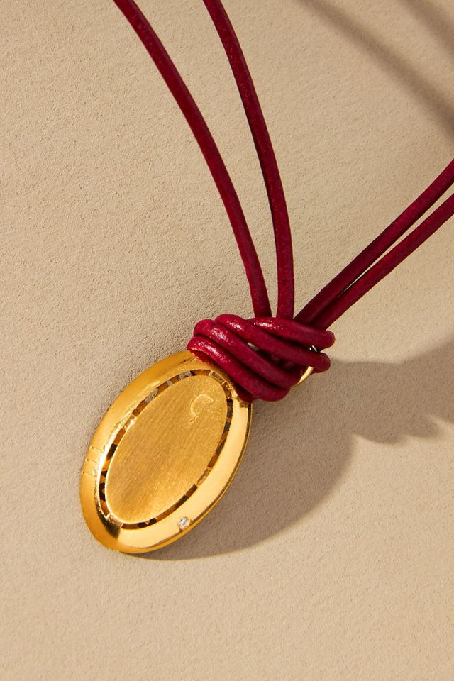 Hermina Athens Angel Oval Leather Cord Necklace #1