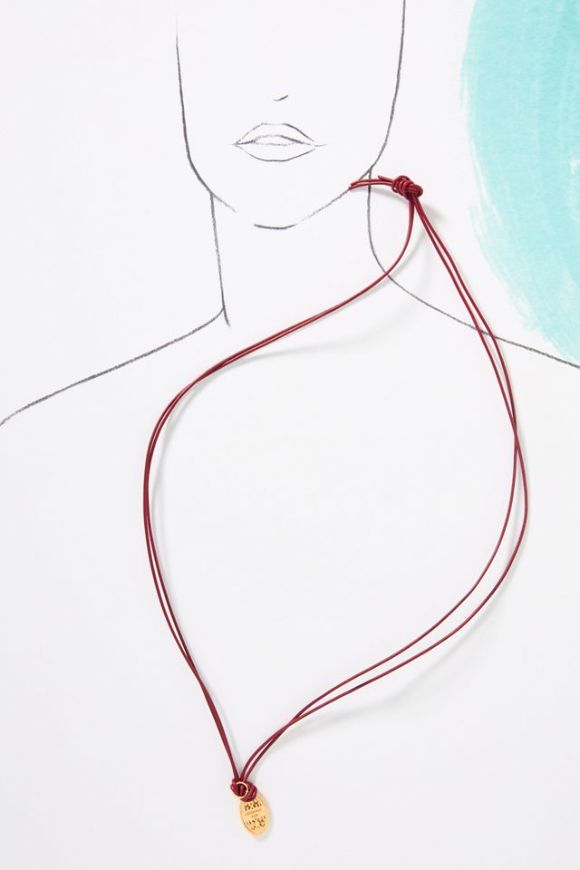 Hermina Athens Angel Oval Leather Cord Necklace #2