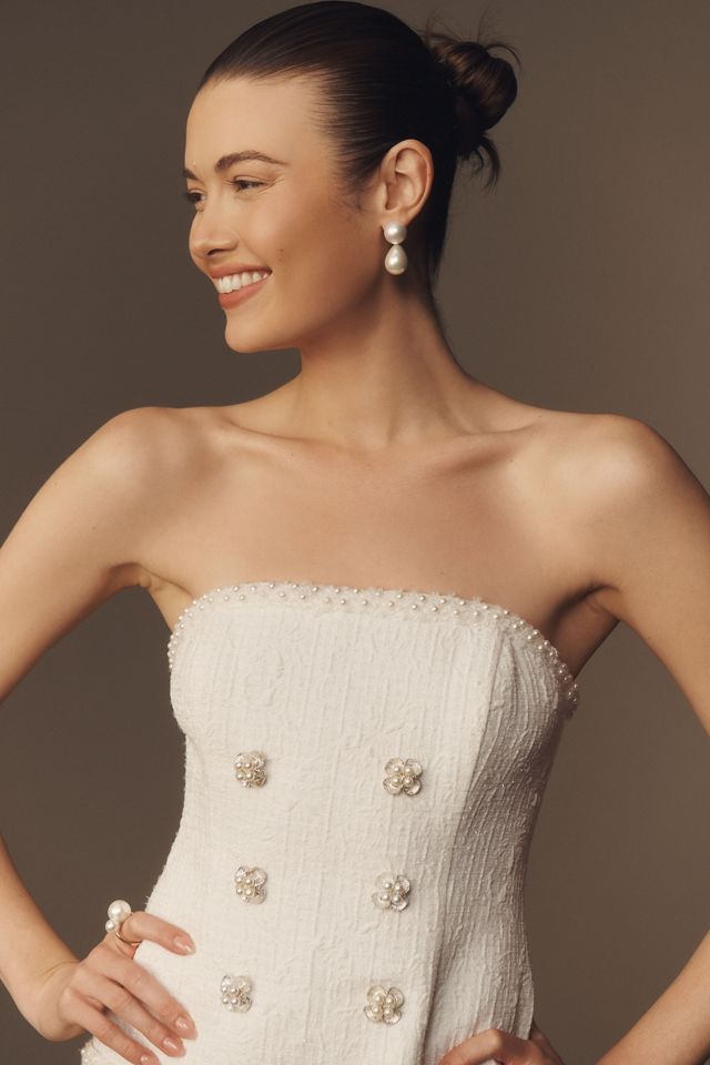Liv Foster Victoria Strapless Bouclé Mini Dress #3
