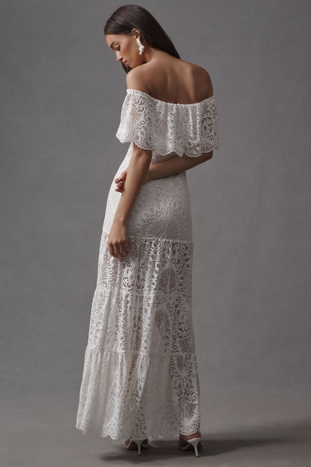 Nightcap Lanai Positano Off-The-Shoulder Tiered Lace Maxi Dress #1