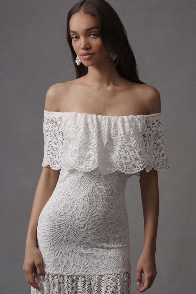 Nightcap Lanai Positano Off-The-Shoulder Tiered Lace Maxi Dress #2
