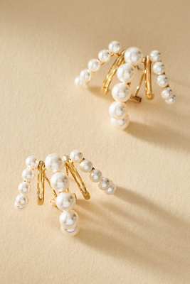 Nadri Farrah Multi-pearl Hoop Earrings In Gold