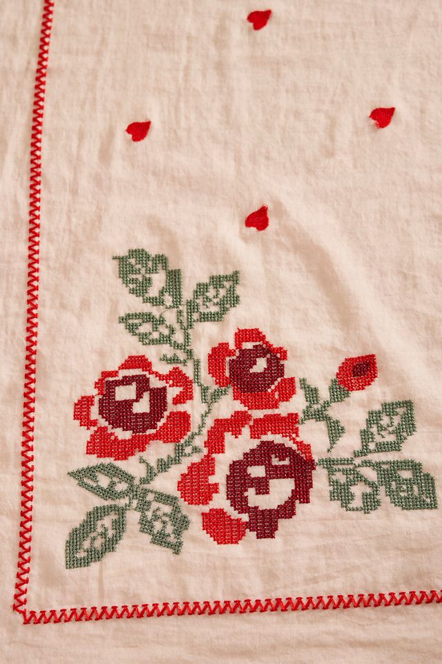 Embroidered Heart Cotton Bandana #1