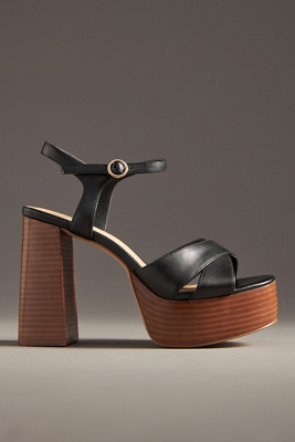 Bibi Lou Leather Cross-strap Platform Sandals In Black
