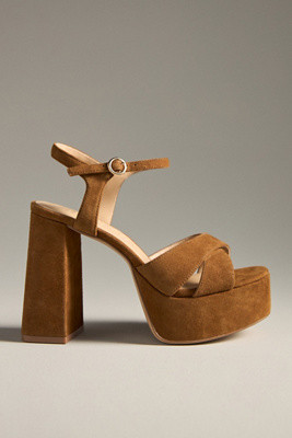 Bibi Lou Leather Cross-strap Platform Sandals In Brown