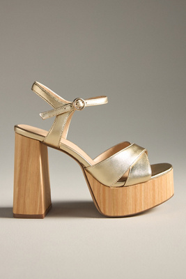 Shop Bibi Lou Cross-strap Platform Sandals In Gold