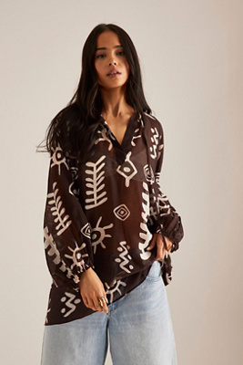 Maeve Tie-neck Printed Mini Kaftan In Multicolor