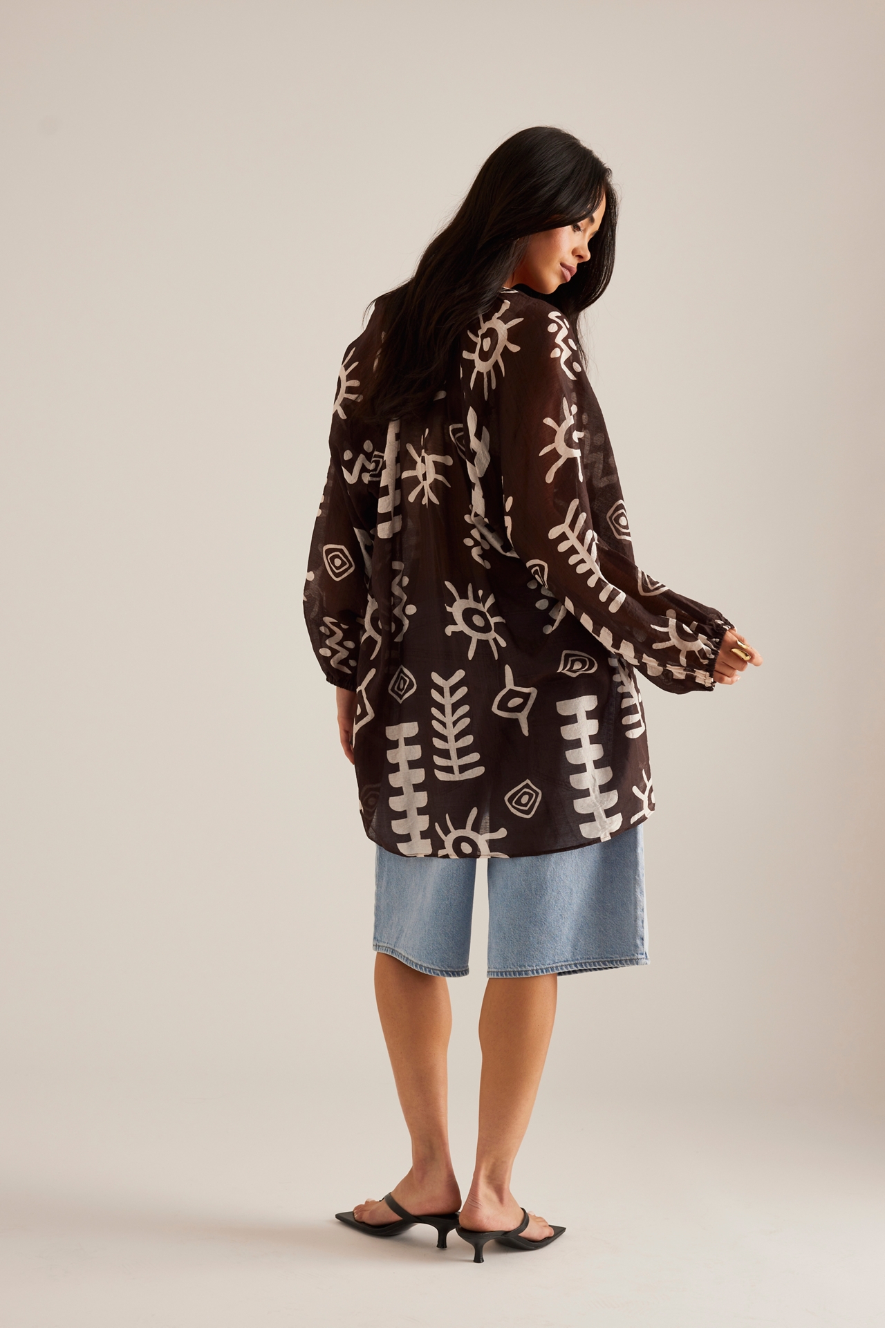 Maeve Tie-Neck Printed Mini Kaftan