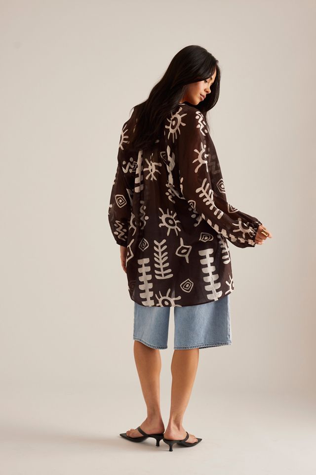 Maeve Tie-Neck Printed Mini Kaftan #7
