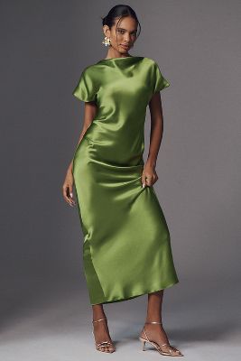 Acler Ramshaw Draped Satin Midi Dress