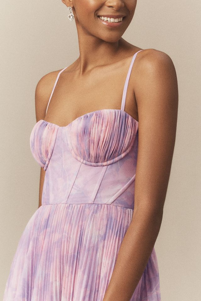 Hutch Amara Corset Pleated Tulle Fit & Flare Midi Dress #2