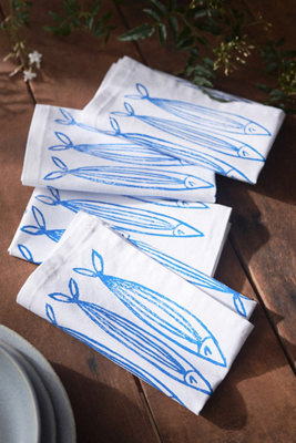 Julie Peach Sardine Napkins, Set of 4