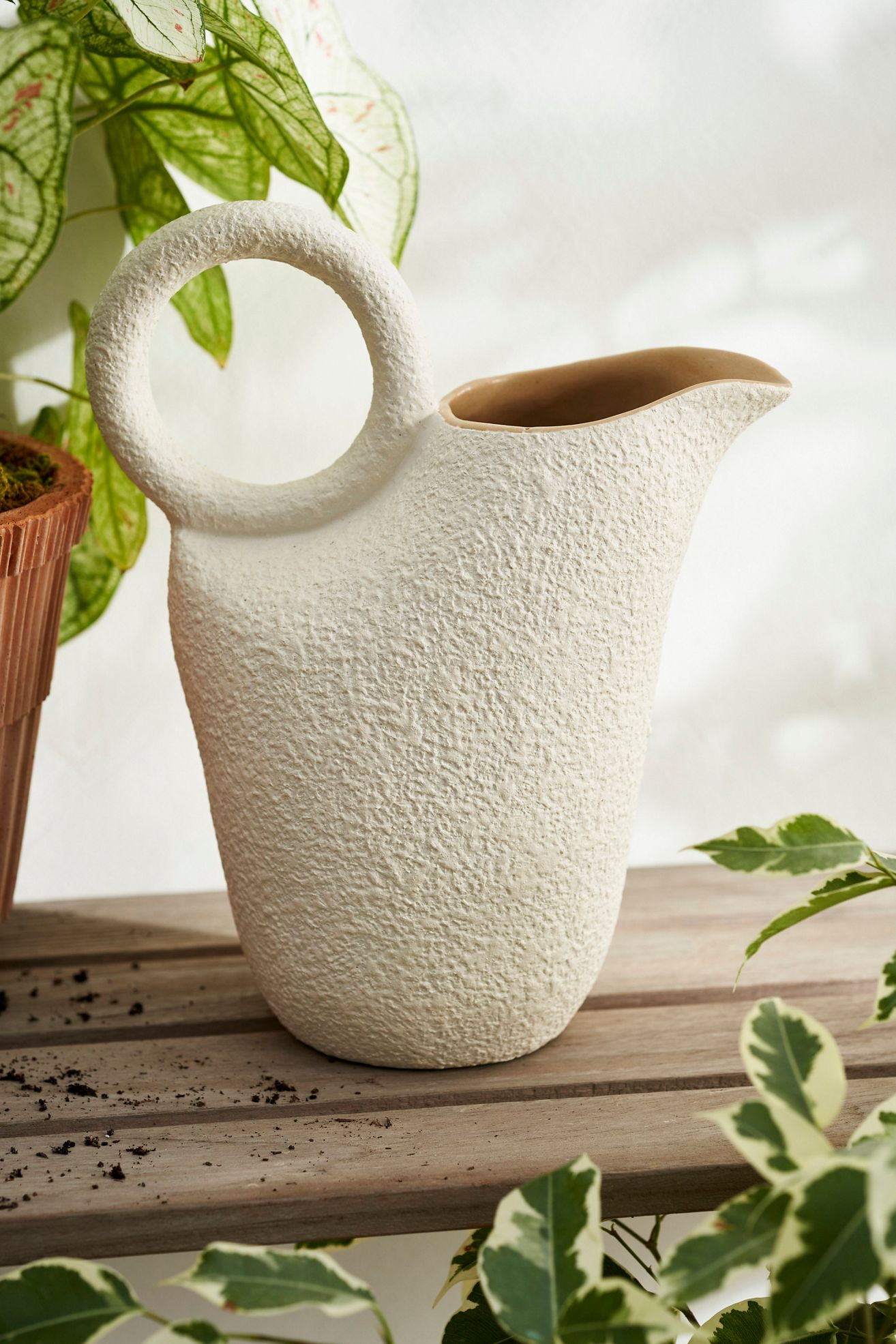 Bouclé Stoneware Watering Can - Ivory, Standard, One Size