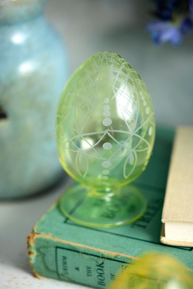 Hand-Etched Egyptian Glass Egg #1