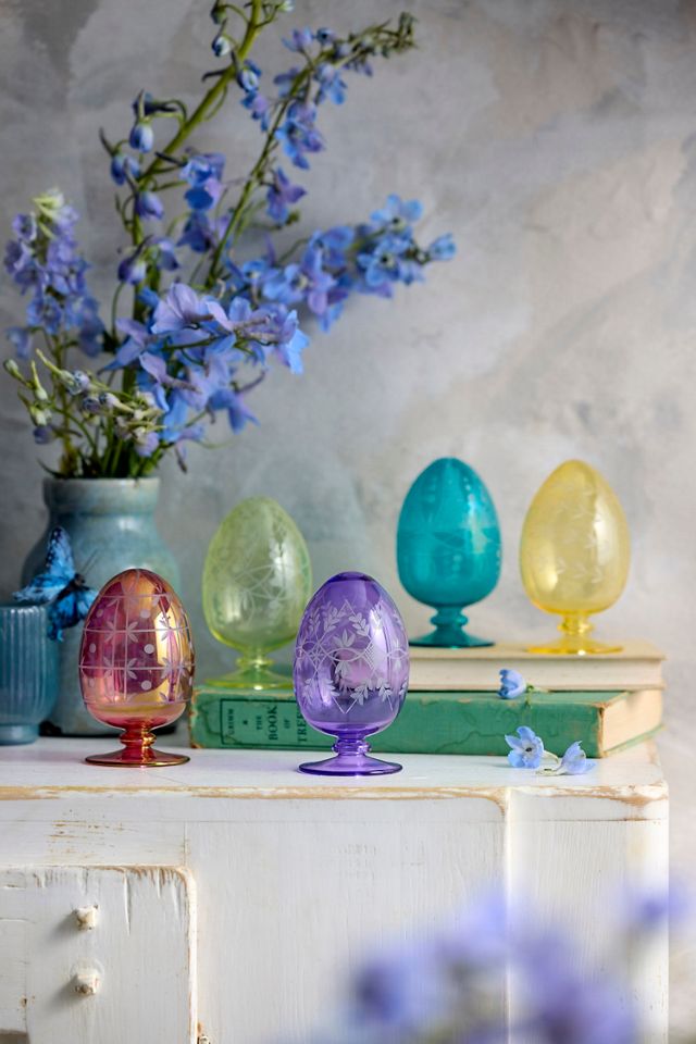 Hand-Etched Egyptian Glass Egg