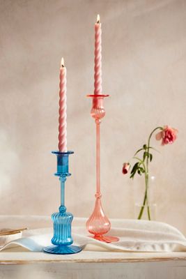 Egyptian Glass Ribbed Taper Holder