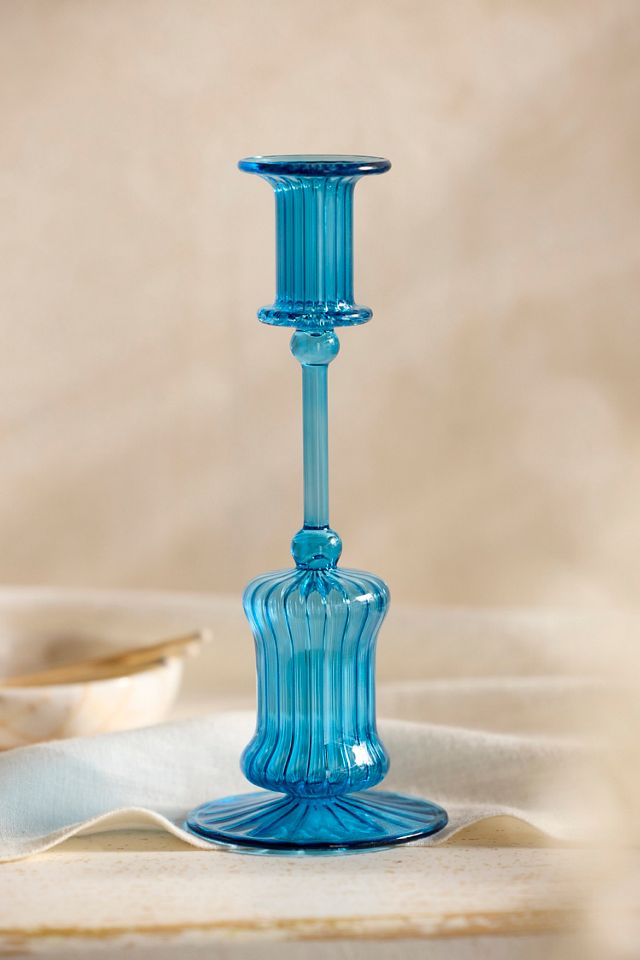 Egyptian Glass Ribbed Taper Holder #1