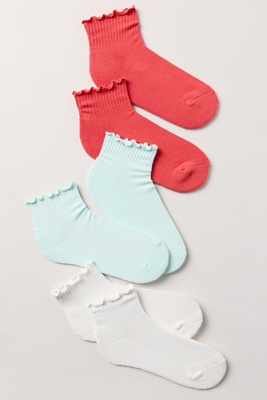 Daily Practice Athletic Ruffle Socks, Set Of 3 In Multi