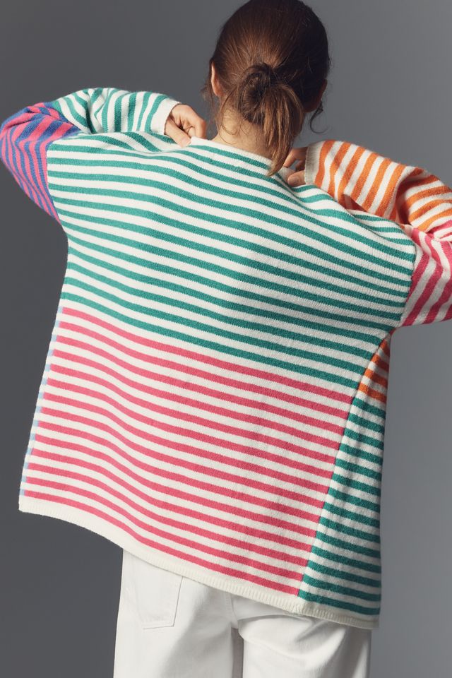 Maeve Stripe Open-Front Cardigan #1