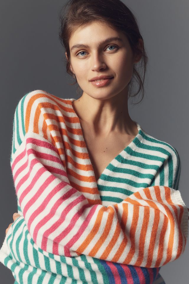Maeve Stripe Open-Front Cardigan #3