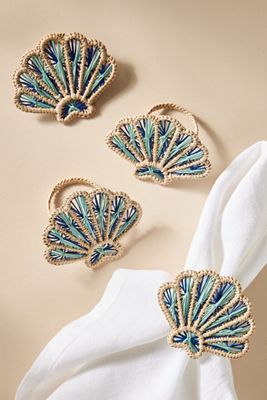 Sea Creatures Handwoven Napkin Rings, Set of 4
