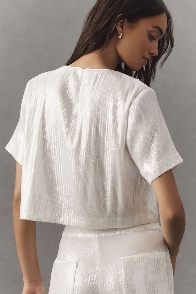 Endless Rose Short-Sleeve Sequin Crop Top #1