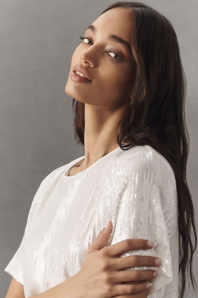 Endless Rose Short-Sleeve Sequin Crop Top #2