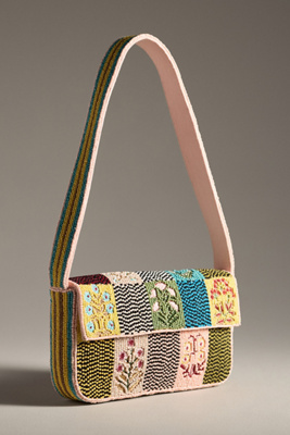 By Anthropologie The Fiona Beaded Bag: Floral Edition In Pink