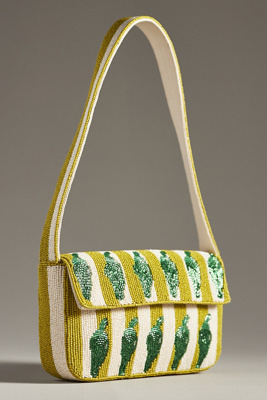 By Anthropologie The Fiona Beaded Bag: Food & Drink Edition In Green
