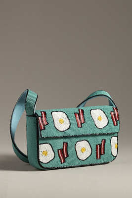 By Anthropologie The Fiona Beaded Bag: Food & Drink Edition In Blue