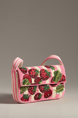 By Anthropologie The Fiona Beaded Bag: Food & Drink Edition In Pink