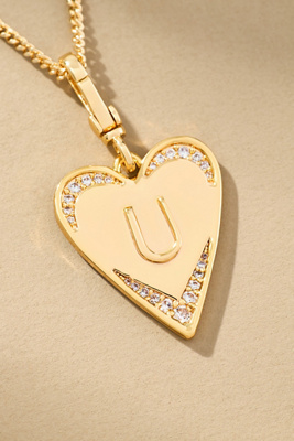 By Anthropologie Monogram Heart Necklace In Multicolor