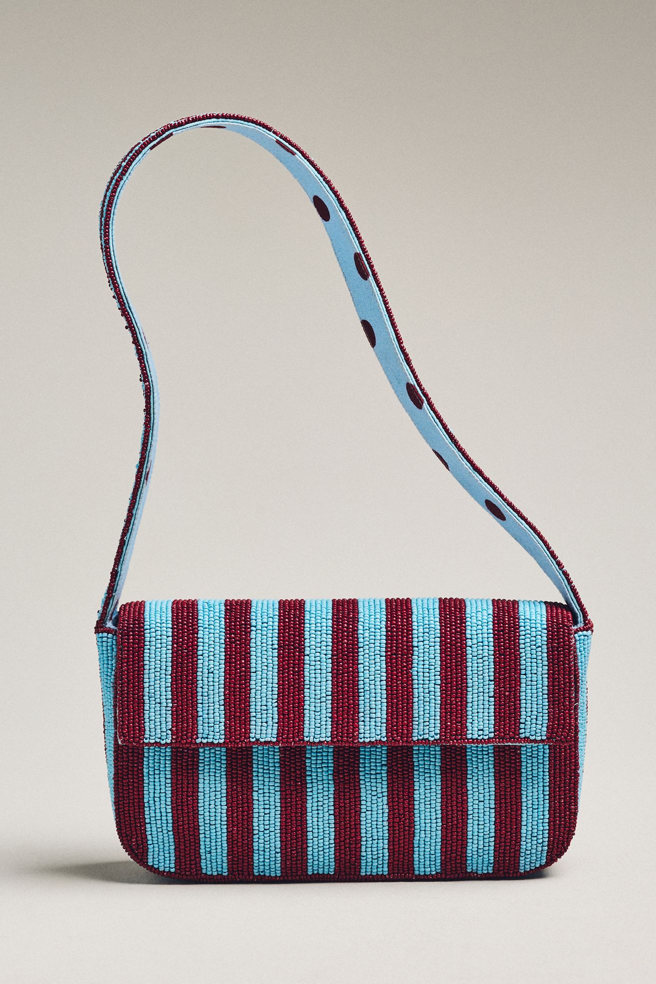 The Fiona Beaded Bag: Geometric Edition - Blue Stripe, Standard, One Size