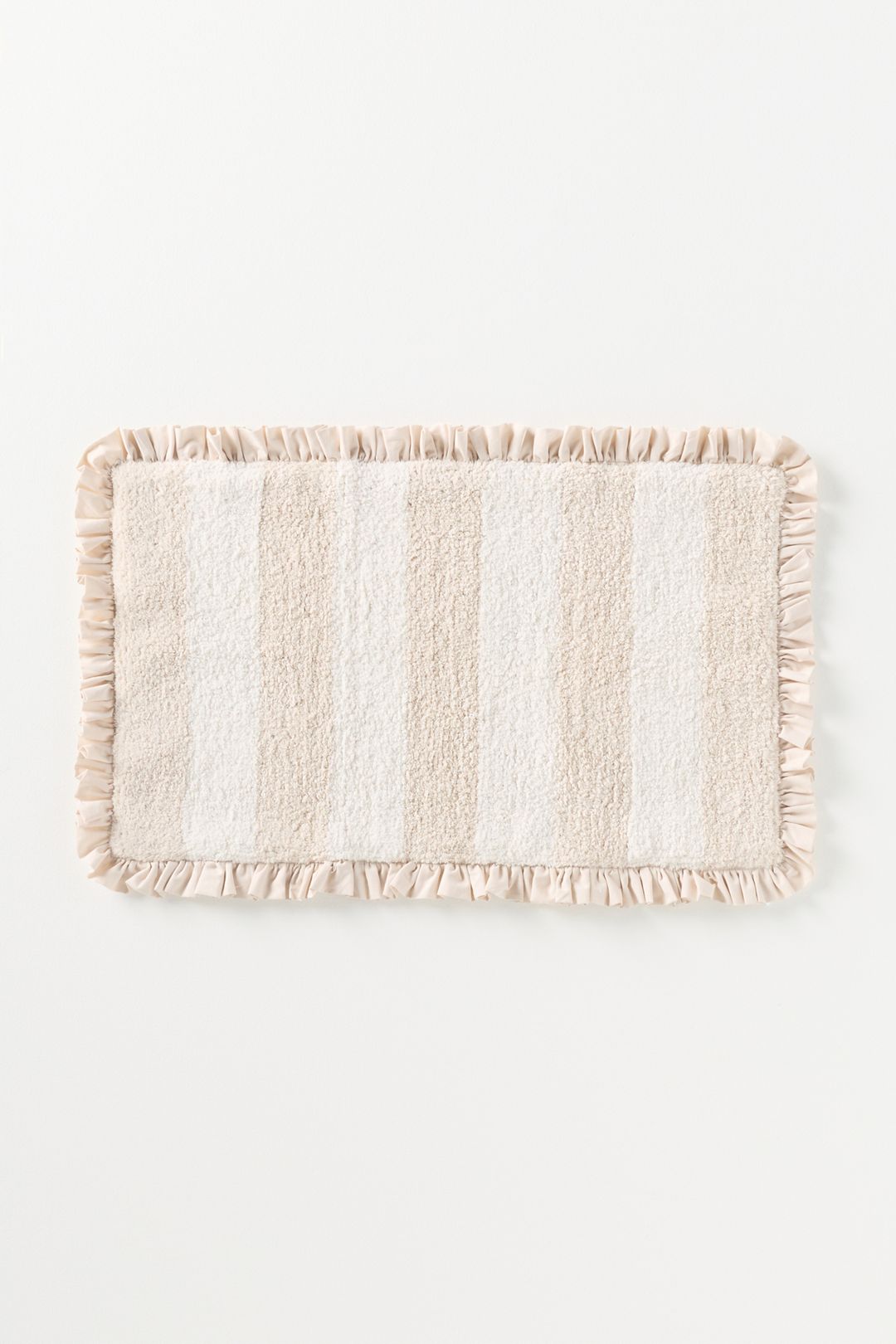 Maeve Ruffled Stripe Tufted Bath Mat - Neutral, 21" X 34"