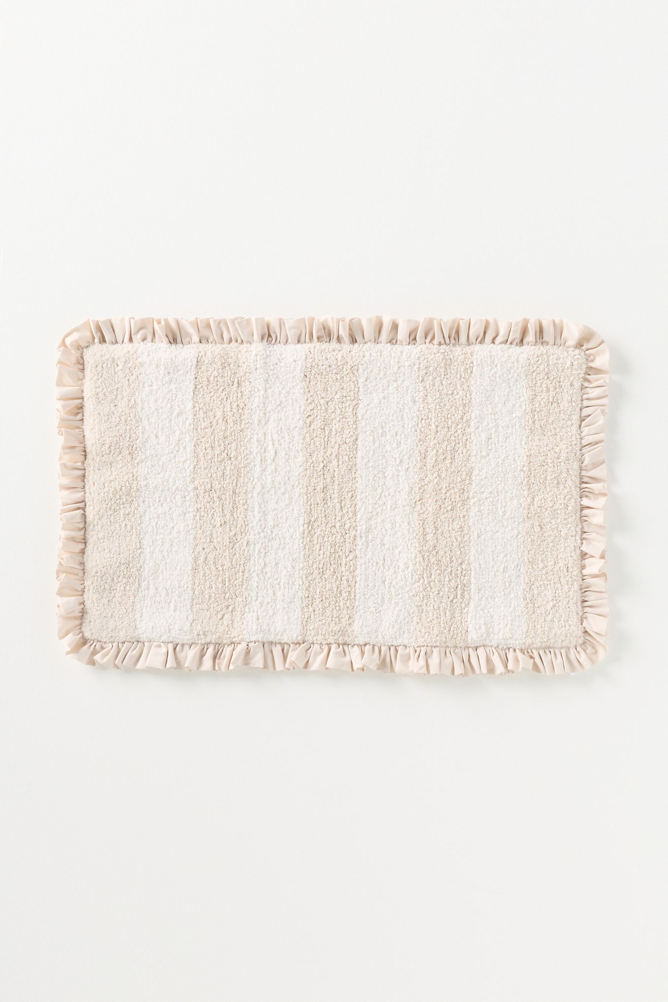 Maeve Ruffled Stripe Tufted Bath Mat - Neutral, Standard, 21" X 34"