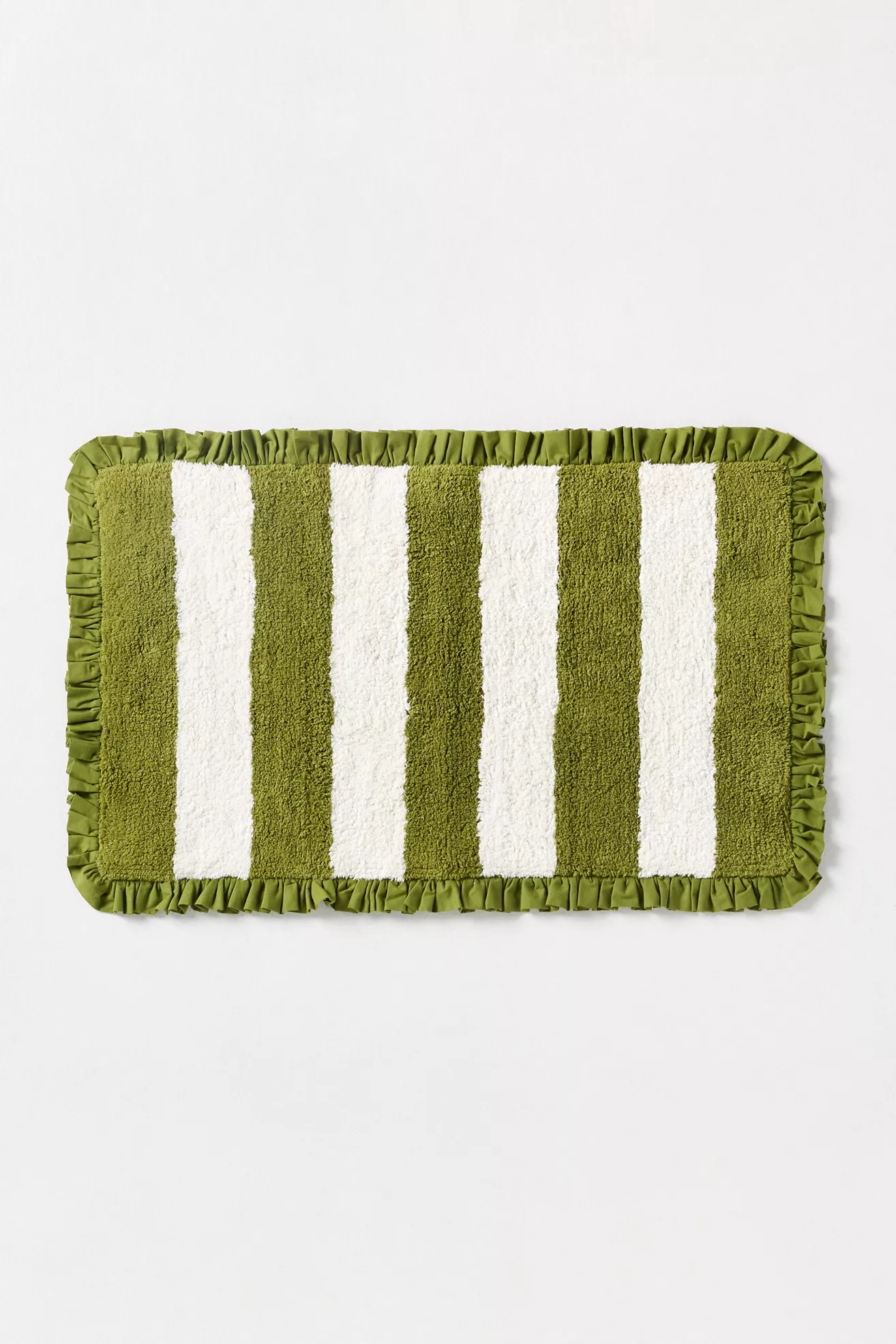 Maeve Ruffled Stripe Tufted Bath Mat