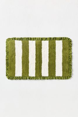 Maeve Ruffled Stripe Tufted Bath Mat
