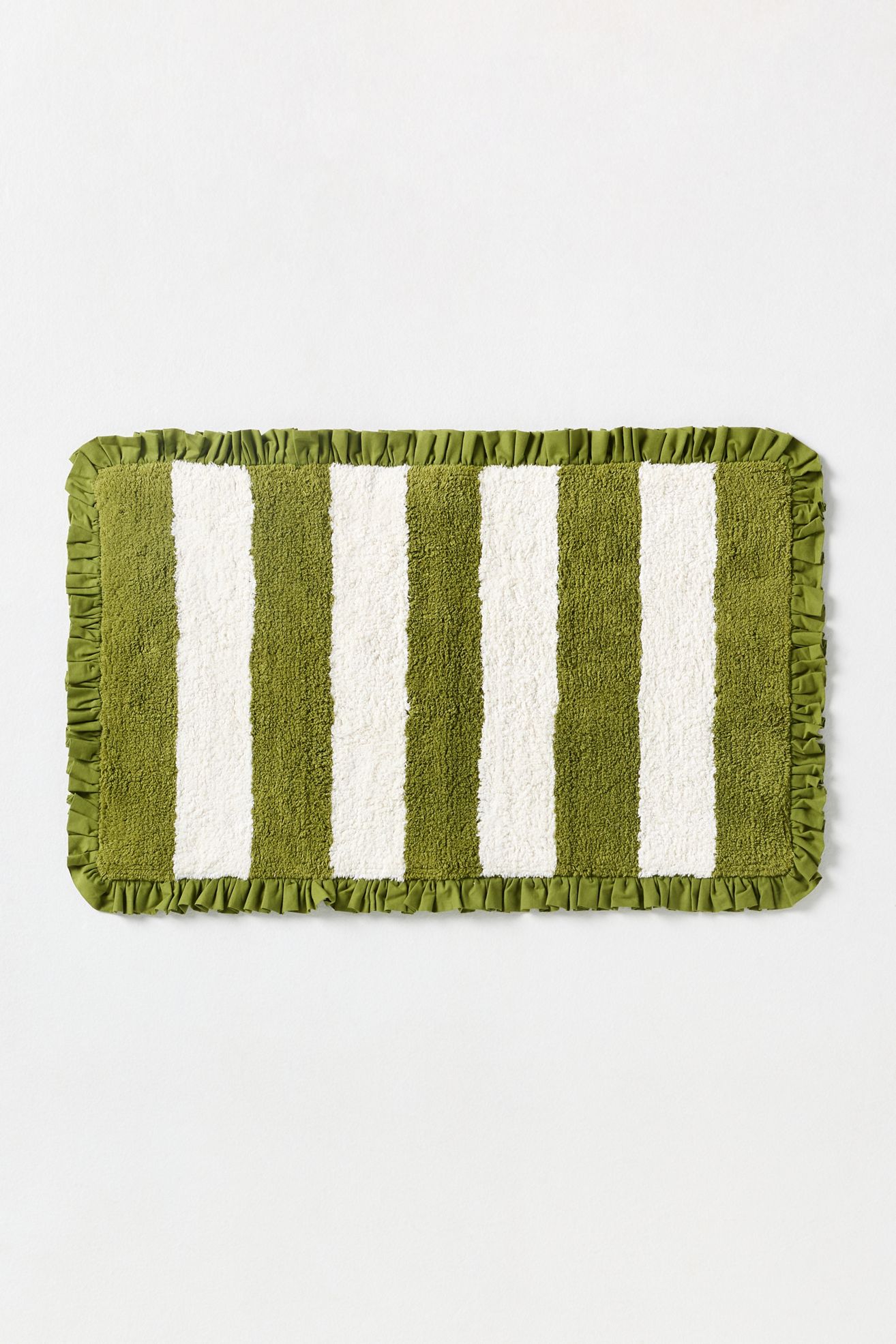 Ruffled Stripe Tufted Bath Mat - Dark Green, 21" X 34"