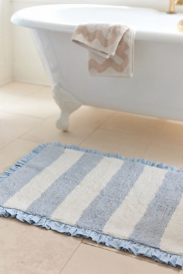 Maeve Ruffled Stripe Tufted Bath Mat