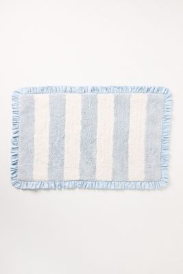 Maeve Ruffled Stripe Tufted Bath Mat